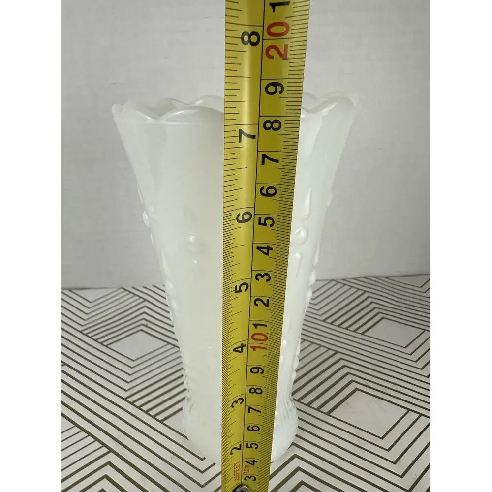Vintage White Milk Glass Vase Hobnail Bud Vase Scalloped Edge MCM